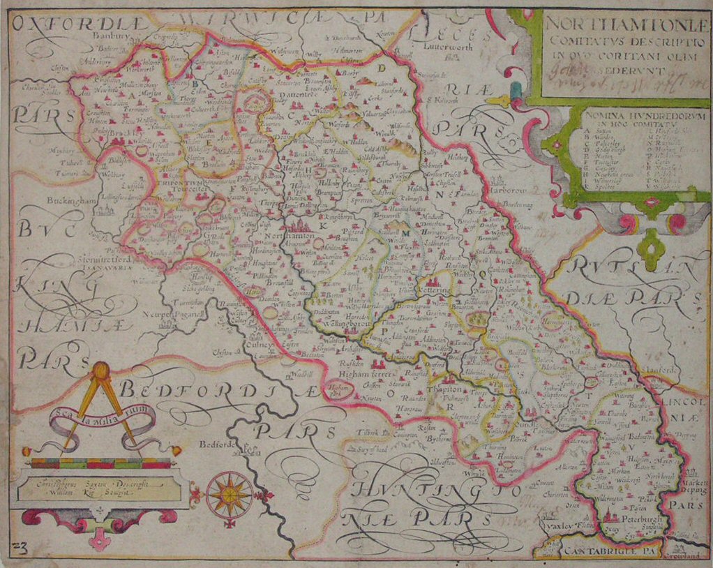 Map of Northamptonshire - Saxton-Kip